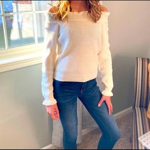 NEW Lulus Cream Off-the-Shoulder Sweater